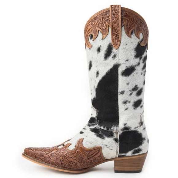 Myra Bag Adelaide Hair On Hide Tooled Leather Western Cowboy Boots Size 9 NWT - Picture 4 of 10